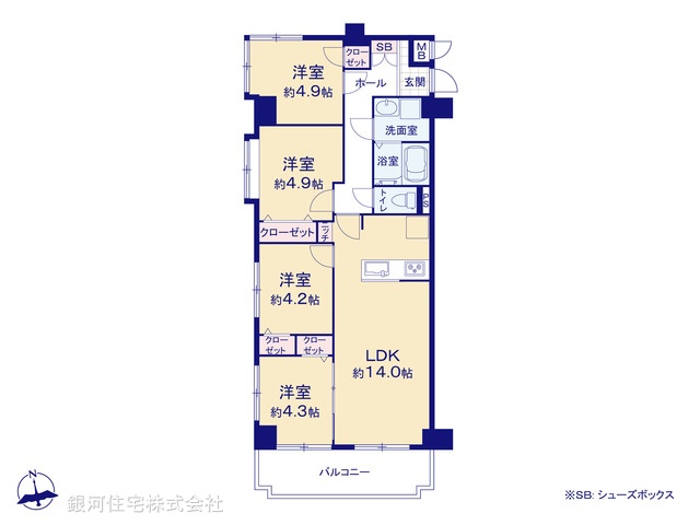G00298295 東京都足立区鹿浜６丁目 中古マンション 2880万円【間取図】