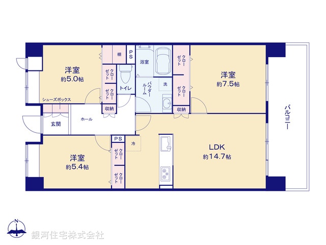 G00324577 東京都江戸川区小松川２丁目 中古マンション 4899万円【間取図】