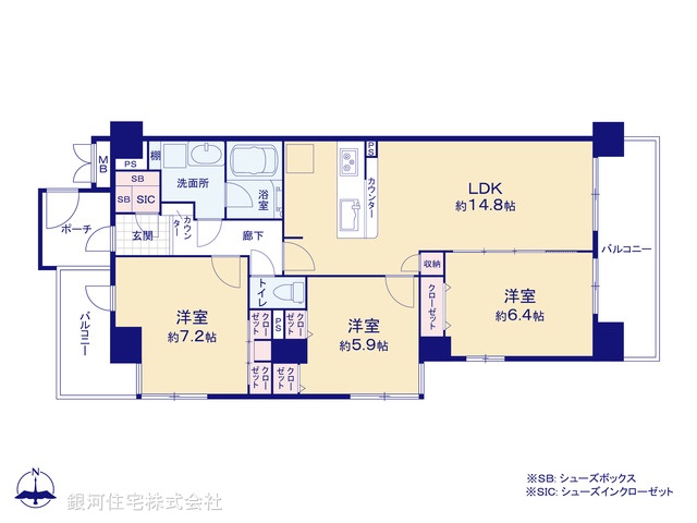 G00331089 東京都江戸川区江戸川２丁目 中古マンション 4440万円【間取図】