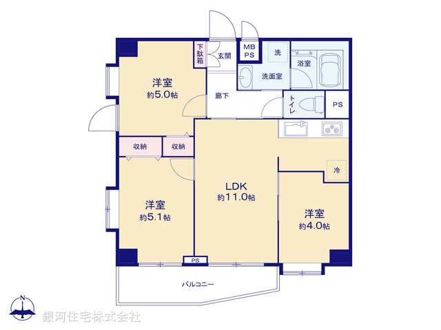 G00337586 東京都足立区足立４丁目 中古マンション 3299万円【間取図】