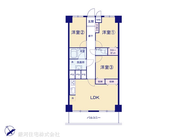 G00345985 埼玉県狭山市新狭山２丁目 中古マンション 1490万円【間取図】