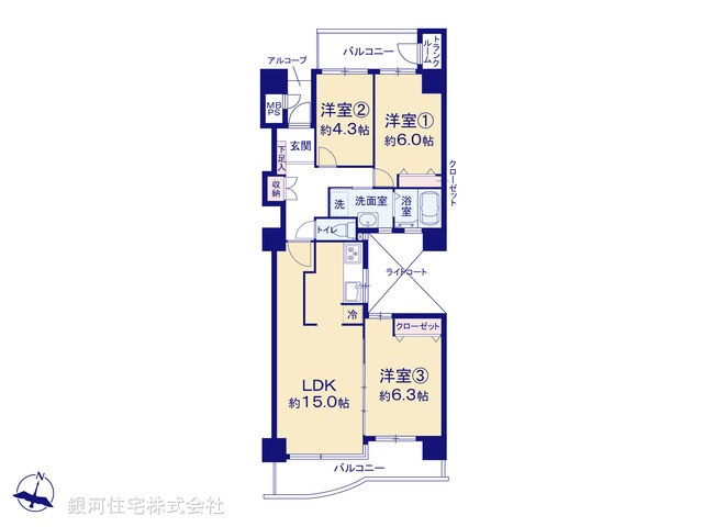 G00354590 神奈川県大和市西鶴間３丁目 中古マンション 2699万円【間取図】