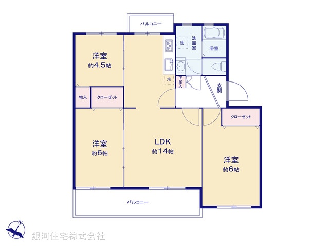 G00358576 神奈川県横浜市旭区東希望が丘 中古マンション 2290万円【間取図】