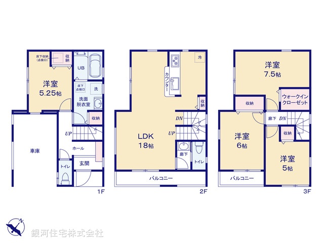 G00358718 千葉県市川市押切 新築一戸建て 6280万円【間取図】