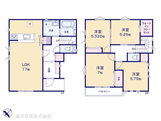 G00359210 埼玉県越谷市大字下間久里 中古一戸建て 3290万円【間取図】