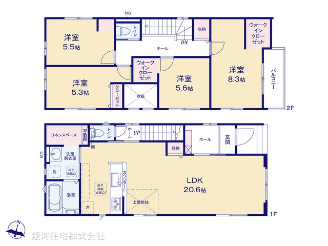 G00360990 東京都福生市北田園２丁目 新築一戸建て 3499万円【間取図】