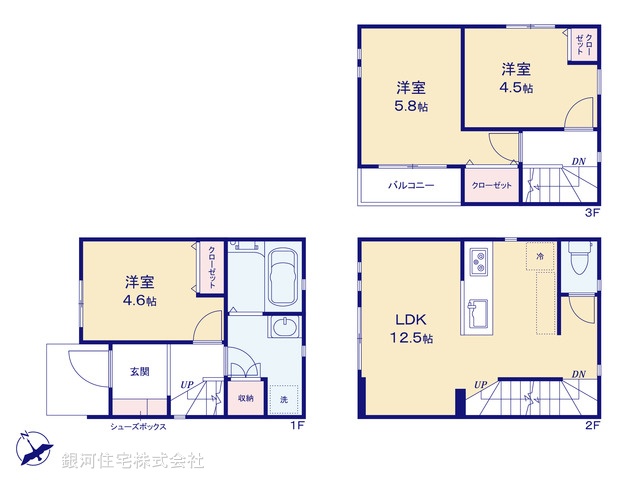 G00361036 東京都墨田区墨田２丁目 新築一戸建て 3980万円【間取図】