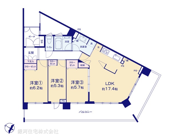 G00363866 神奈川県川崎市高津区北見方２丁目 中古マンション 5690万円【間取図】