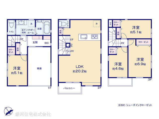 G00363880 神奈川県横浜市中区本牧元町 新築一戸建て 5480万円【間取図】