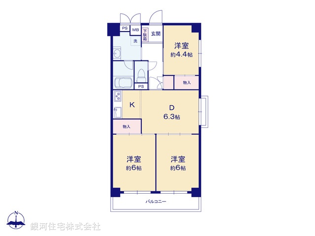 G00364125 東京都墨田区業平１丁目 中古マンション 4890万円【間取図】