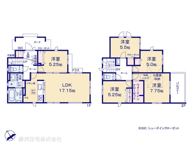 G00364285 東京都東村山市久米川町１丁目 新築一戸建て 5280万円【間取図】