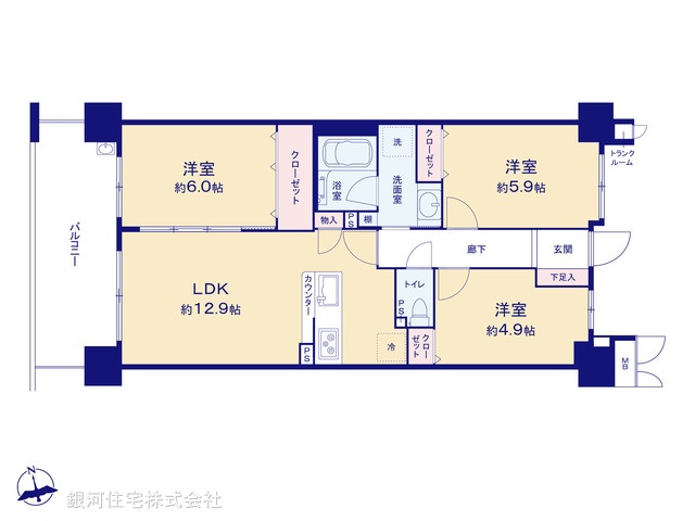 G00364749 東京都清瀬市松山１丁目 中古マンション 4799万円【間取図】