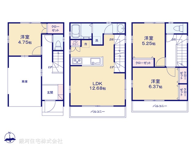 G00364904 東京都江東区東砂４丁目 新築一戸建て 6600万円【間取図】