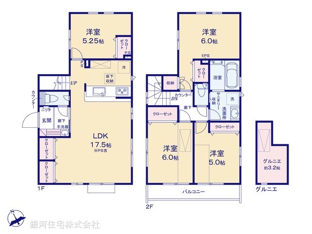 G00365010 東京都調布市飛田給２丁目 新築一戸建て 7280万円【間取図】