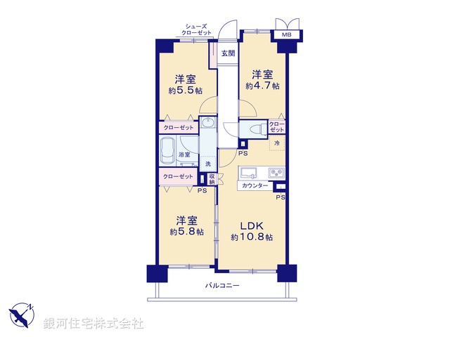 G00365452 神奈川県相模原市南区上鶴間本町３丁目 中古マンション 3880万円【間取図】