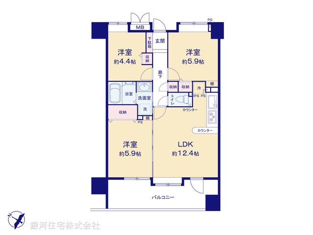G00366197 埼玉県さいたま市浦和区上木崎１丁目 中古マンション 5290万円【間取図】