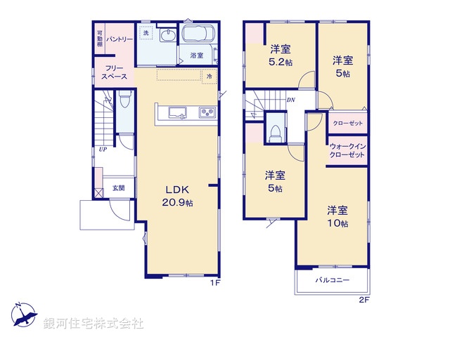 G00366340 埼玉県さいたま市見沼区東大宮２丁目 新築一戸建て 5299万円【間取図】