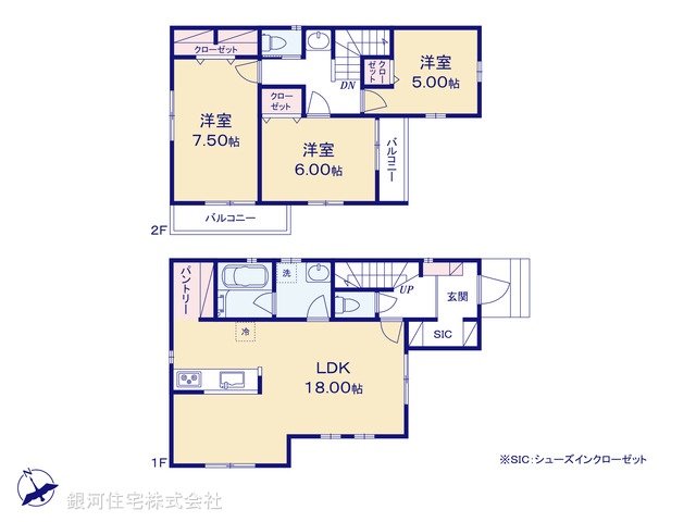 G00366498 東京都江戸川区平井２丁目 新築一戸建て 6300万円【間取図】