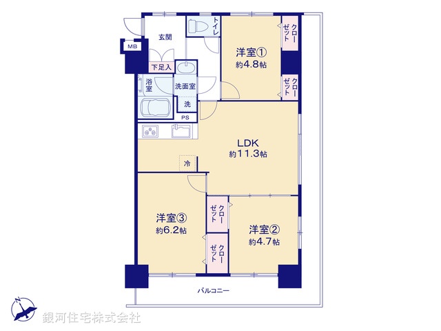 G00367037 神奈川県相模原市中央区相模原６丁目 中古マンション 2390万円【間取図】