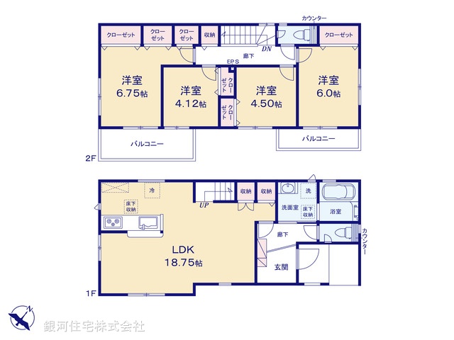 G00367055 東京都狛江市駒井町３丁目 新築一戸建て 6480万円【間取図】