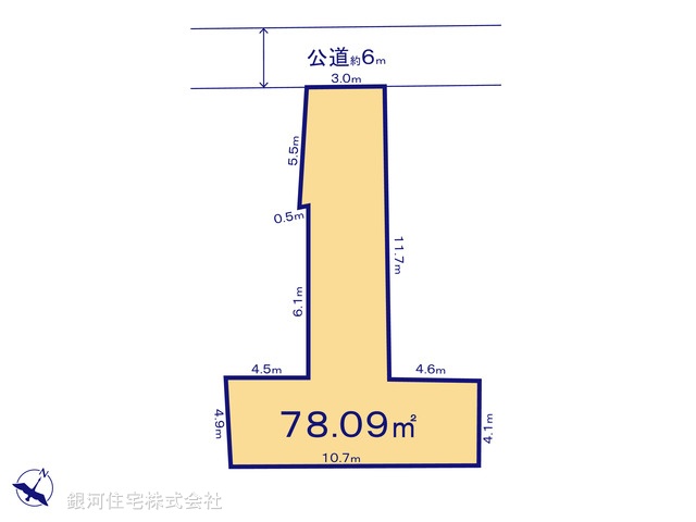 G00367529 神奈川県川崎市多摩区宿河原５丁目 土地(建築条件付土地) 3780万円【区画図】