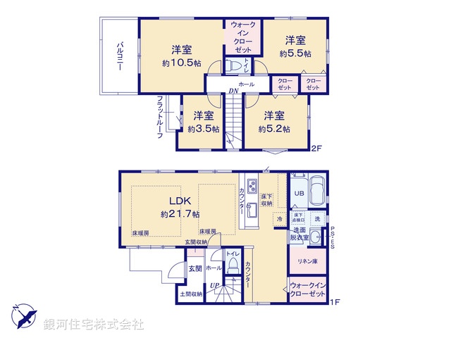 G00367949 千葉県千葉市美浜区磯辺４丁目 新築一戸建て 5399万円【間取図】