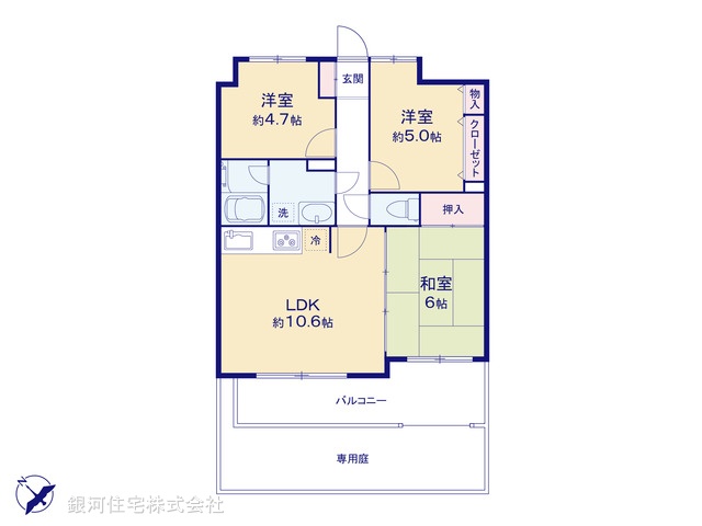 G00367986 埼玉県桶川市鴨川１丁目 中古マンション 1990万円【間取図】