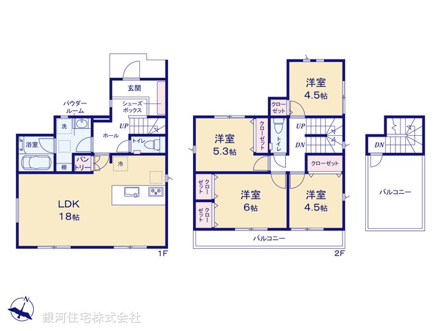 G00368069 神奈川県大和市上草柳６丁目 新築一戸建て 4380万円【間取図】