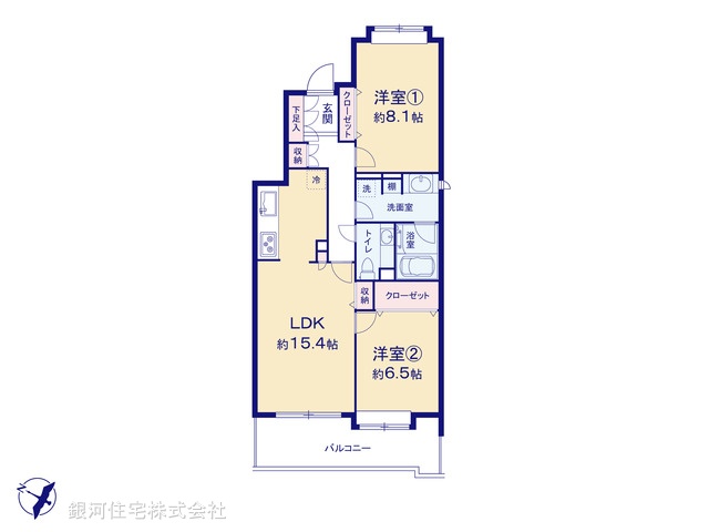 G00368075 神奈川県横浜市磯子区岡村１丁目 中古マンション 2580万円 専有面積75.15m² (約22.73坪) 間取り２ＬＤＫ 所在階3階 築年月1991年09月(築33年)【間取図】