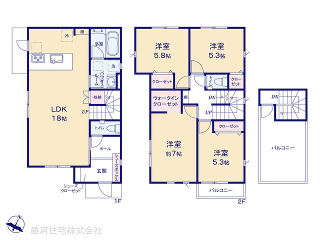G00368395 神奈川県大和市上草柳６丁目 新築一戸建て 4480万円【間取図】