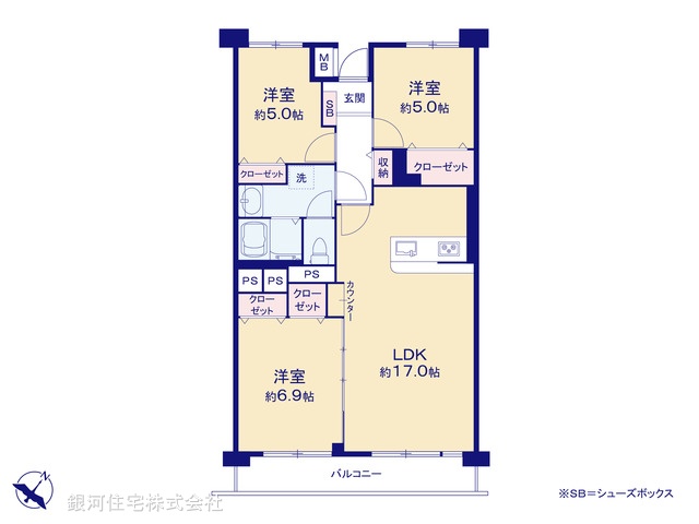 G00368944 千葉県柏市篠籠田 中古マンション 1398万円【間取図】
