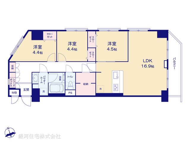 G00369329 神奈川県川崎市幸区南加瀬５丁目 中古マンション 3890万円【間取図】