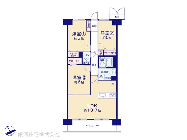 G00369489 千葉県船橋市栄町１丁目 中古マンション 3180万円【間取図】