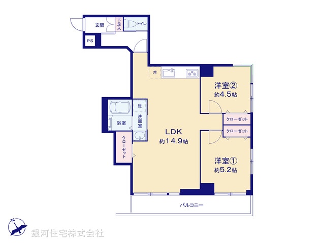 G00369506 東京都品川区西五反田２丁目 中古マンション 4499万円【間取図】