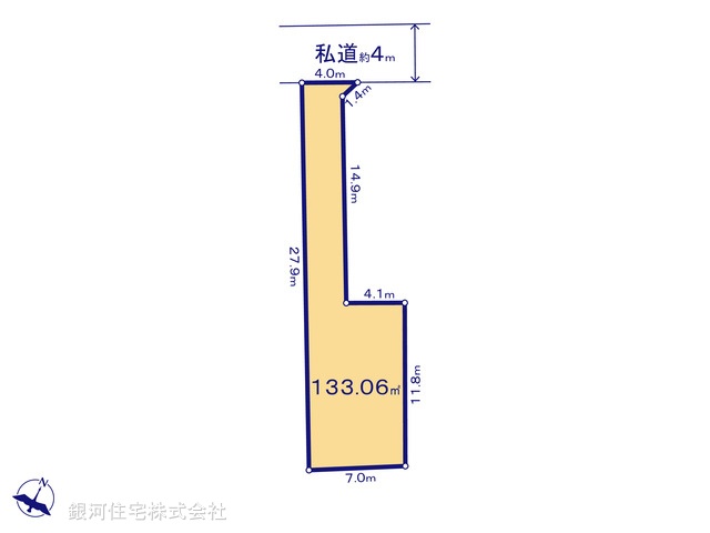 G00369601 神奈川県茅ヶ崎市中海岸３丁目 土地 3980万円【区画図】