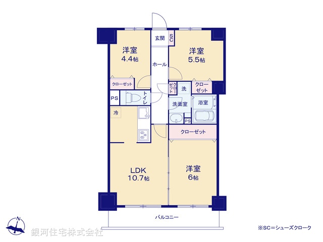 G00369637 神奈川県海老名市東柏ヶ谷６丁目 中古マンション 2480万円【間取図】