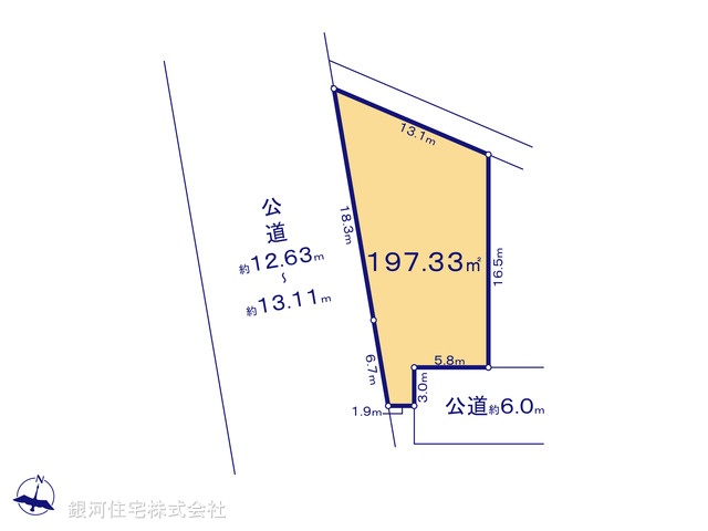 G00369658 神奈川県茅ヶ崎市柳島２丁目 土地 3480万円【区画図】