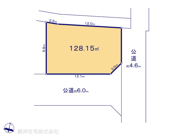 G00369661 神奈川県茅ヶ崎市柳島２丁目 土地 3480万円【区画図】