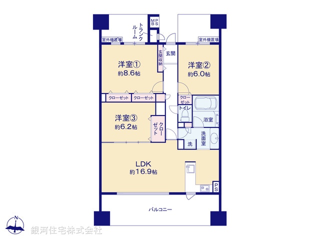 G00369813 神奈川県横須賀市船越町６丁目 中古マンション 2980万円【間取図】