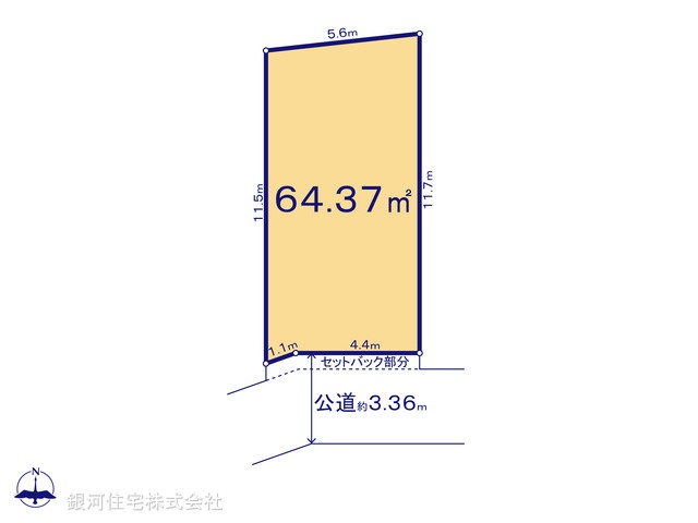 G00370011 埼玉県さいたま市南区大字太田窪 土地 1890万円 土地面積64.37m² (約19.47坪)【区画図】