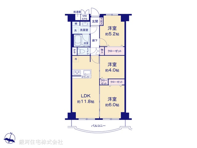 G00370035 東京都足立区千住関屋町 中古マンション 3599万円【間取図】