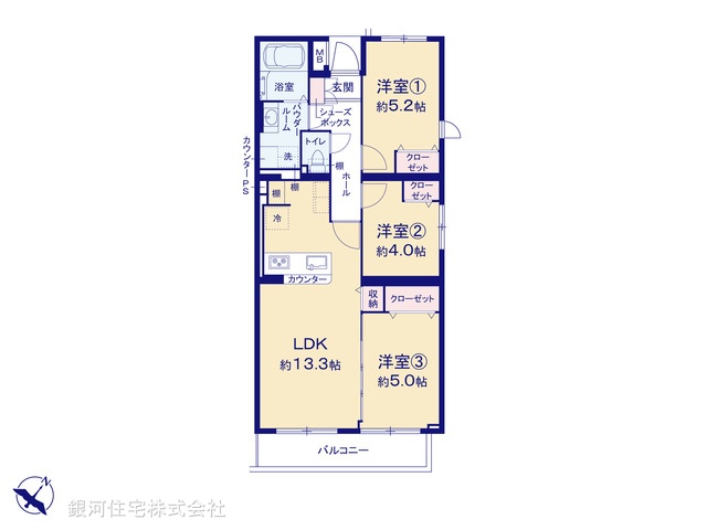 G00370152 神奈川県横浜市鶴見区東寺尾２丁目 中古マンション 2299万円【間取図】