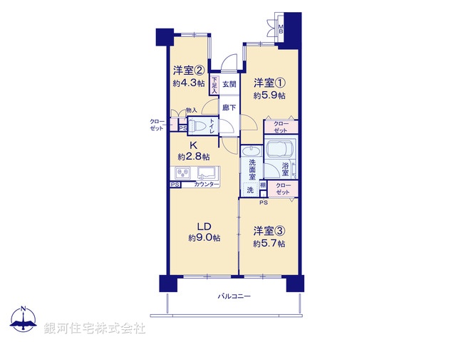 G00370479 神奈川県横浜市港北区樽町４丁目 中古マンション 4490万円【間取図】