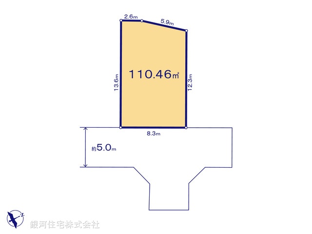 G00370670 東京都世田谷区喜多見6丁目 土地 5680万円 土地面積110.46m² (約33.41坪)【区画図】