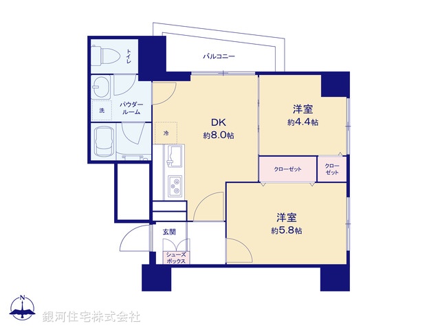 G00370786 東京都目黒区自由が丘２丁目 中古マンション 3480万円【間取図】