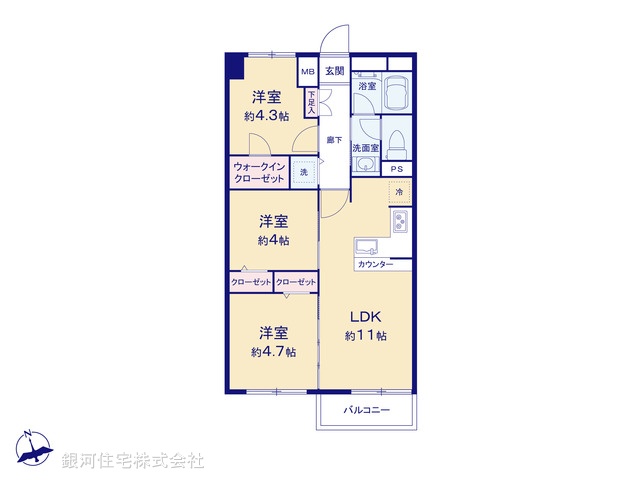 G00370803 東京都荒川区東尾久３丁目 中古マンション 2480万円【間取図】