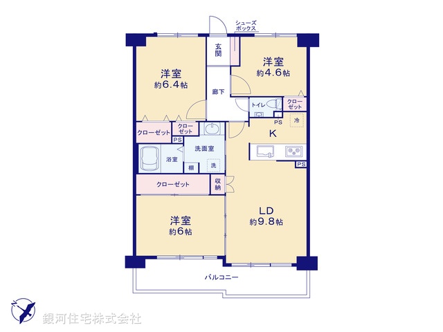 G00370892 埼玉県さいたま市北区宮原町１丁目 中古マンション 2780万円【間取図】