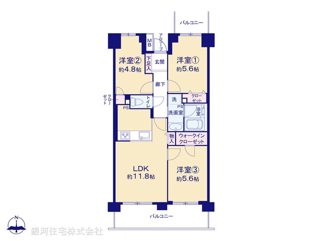 G00370905 神奈川県川崎市幸区中幸町４丁目 中古マンション 5490万円【間取図】