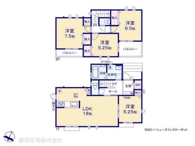 G00370965 埼玉県吉川市きよみ野２丁目 新築一戸建て 4490万円【間取図】