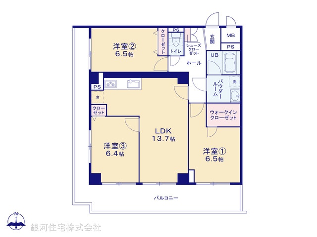 G00371025 東京都府中市若松町２丁目 中古マンション 4799万円【間取図】